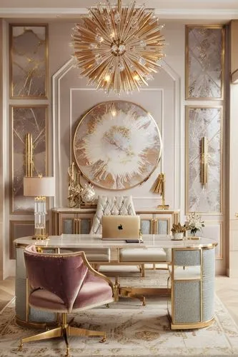 a well decorated room with chairs and a desk,luxe,mahdavi,interior design,interior decoration,opulently,modern decor,Photography,General,Realistic