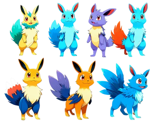 starters,pokemon,color is changable in ps,color dogs,small animals,evolution,animal shapes,tufts,figurines,transformation,grass family,rabbits,spitz,dark-type,lures and buy new desktop,foxes,scandia animals,pokémon,torches,farm pack,Unique,Design,Character Design