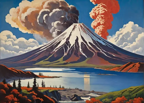 kamchatka,volcanos,volcanism,stratovolcano,volcano,volcanic landscape,koryaksky volcano,volcanoes,eruption,the volcano avachinsky,calbuco volcano,volcanic,fujiyama,volcanic eruption,fuji,gorely volcano,krafla volcano,volcanic activity,the eruption,types of volcanic eruptions,Illustration,Realistic Fantasy,Realistic Fantasy 21