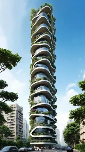 futuristic architecture,residential tower,escala,the energy tower,guangzhou,arcology