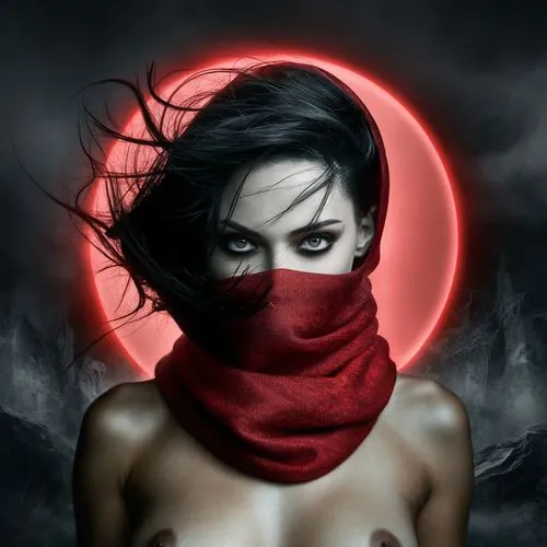 elektra,blindfold,red eyes,red riding hood,blindfolds,photo manipulation,vampire woman,musidora,dark art,photomanipulation,salander,photoshop manipulation,red background,puscifer,fire red eyes,oscuro,nightmask,sanguine,hush,rouge