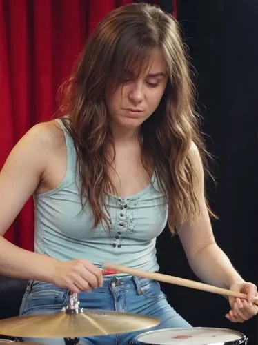 A great female drummer.,a beautiful young woman playing the drums in a music video,rudiments,vibraphone,percussionist,drumming,percussive,glockenspiels,Photography,Documentary Photography,Documentary 