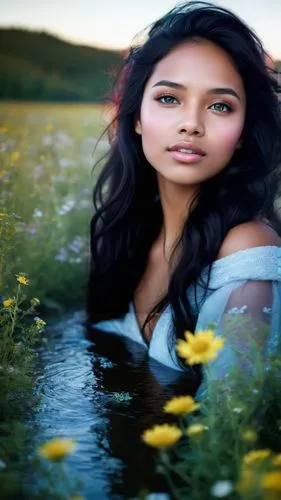 girl on the river,water rose,katara,moana,photoshoot with water,naiad