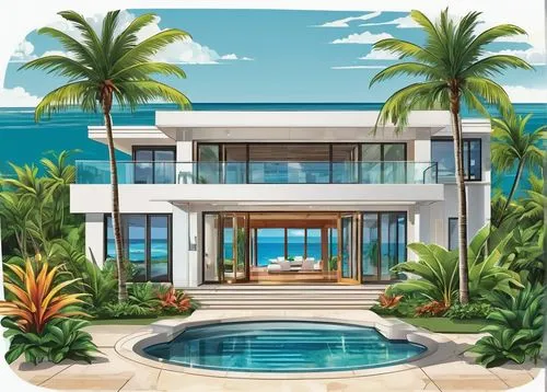 houses clipart,luxury property,holiday villa,tropical house,beach house,dreamhouse,pool house,florida home,luxury real estate,palmilla,luxury home,beachhouse,oceanfront,holiday complex,beachfront,modern house,inmobiliarios,summer clip art,paradisus,immobilier,Unique,Design,Sticker