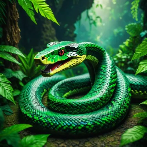 green python,green tree snake,emerald lizard,green snake,patrol,venomous snake,Photography,General,Fantasy