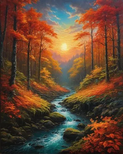 autumn landscape,forest landscape,autumn forest,fall landscape,autumn background,oil painting on canvas,Photography,General,Fantasy