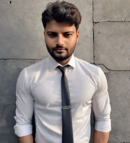 a man is standing wearing a tie and jeans,natekar,shahzada,reshammiya,kunal,bhardwaj,shahzaib,Photography,Realistic