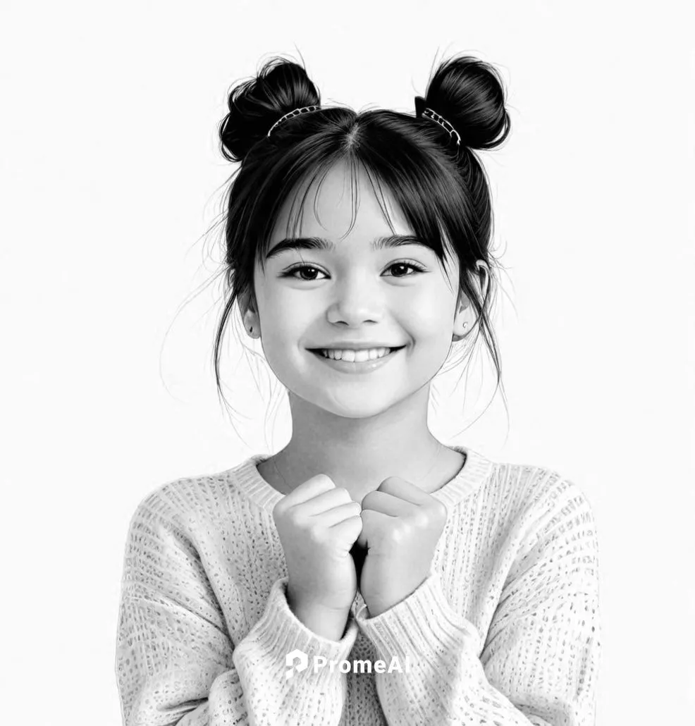 女生，黑色头发，白色毛衣，黑白，线稿，线条艺术,a  in black and white smiling,zhiyuan,rohee,choeung,sharlene,seob,xiuqiong,Design Sketch,Design Sketch,Detailed Outline