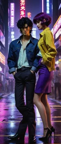 nikkatsu,bladerunner,kamurocho,bebop,mongkok,tarantino,jotaro,chinatown,tokyoites,kiryu,johjima,cyberpunk,chungking,harada,shanghai,monogatari,yakuza,busan night scene,kowloon,walking in the rain,Art,Artistic Painting,Artistic Painting 05