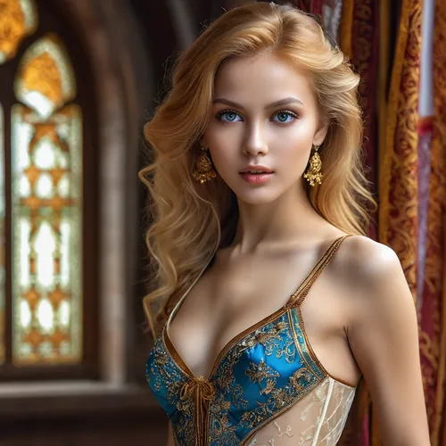 celtic woman,realdoll,bodice,elsa,rapunzel,cinderella,fairy tale character,romantic portrait,bridal clothing,royal lace,fantasy portrait,eurasian,elegant,bylina,gold filigree,golden haired,celtic queen,baroque angel,evening dress,fantasy art,Photography,General,Realistic