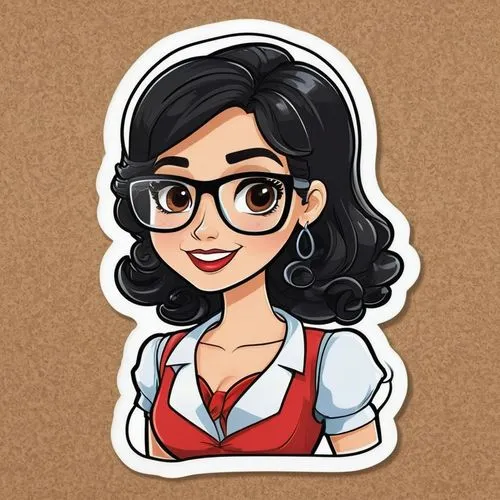 flat blogger icon,pao,retro girl,librarian,cute cartoon character,tina,cartoon doctor,delima,enriqueta,marcie,dorthy,zamka,telegram icon,xiomara,with glasses,retro woman,rockabella,eldena,mei,cabello,Unique,Design,Sticker