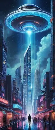 ufo,cybercity,futuristic,futuristic landscape,metropolis,ufos,polara,cyberia,areopolis,scifi,cybertown,technophobia,sci - fi,cyberport,sci fiction illustration,ufo intercept,coruscant,futuregen,ufologist,jablonsky,Illustration,Realistic Fantasy,Realistic Fantasy 39