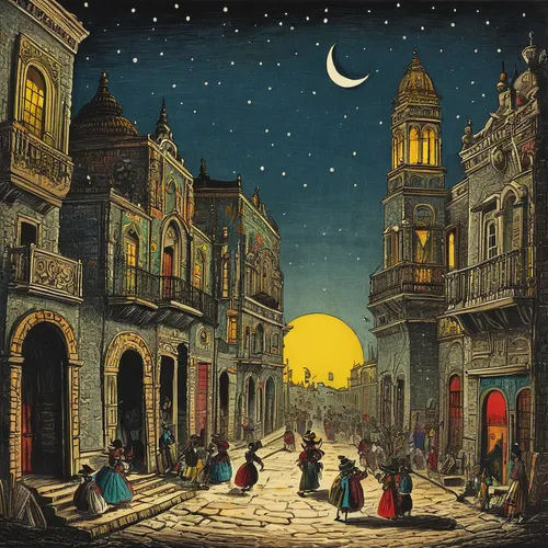 bethlehem,night scene,grand bazaar,rem in arabian nights,candlemas,galata,souk,caravanserai,constantinople,souq,istanbul,the pied piper of hamelin,jerusalem,riad,hamelin,bazaar,jaffa,bethlehem star,street scene,sultanahmet,Art,Classical Oil Painting,Classical Oil Painting 39