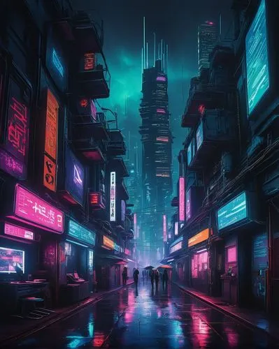 cyberpunk,cybercity,shinjuku,cityscape,shanghai,bladerunner,tokyo city,cybertown,kowloon,guangzhou,cyberscene,mongkok,metropolis,tokyo,fantasy city,colorful city,dystopian,vapor,cyberia,futuristic landscape,Art,Artistic Painting,Artistic Painting 33