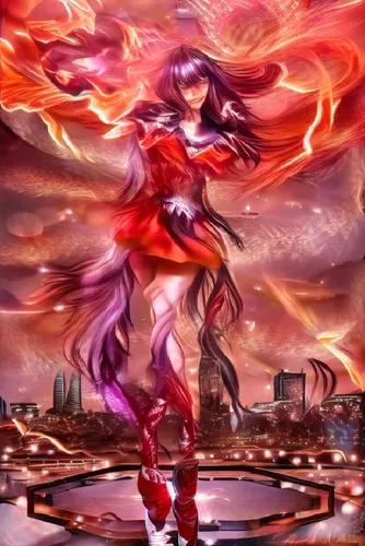 fire background,fire angel,aihua,fire siren,izanami,ayakashi