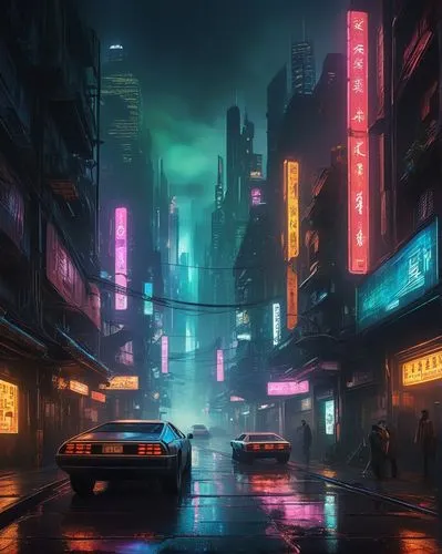 cyberpunk,bladerunner,cityscape,shanghai,cybercity,shinjuku,tokyo city,tokyo,guangzhou,colorful city,kowloon,urban,mongkok,fantasy city,cybertown,cyberscene,vapor,city at night,futuristic landscape,neon arrows,Illustration,Japanese style,Japanese Style 21