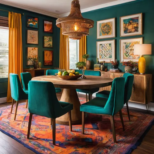 teal and orange,dining room table,kitchen & dining room table,turquoise wool,dining table,color turquoise,dining room,color combinations,turquoise leather,vibrant color,breakfast room,victorian table and chairs,turquoise,mid century modern,contemporary decor,kitchen table,modern decor,hardwood floors,trend color,barstools,Conceptual Art,Fantasy,Fantasy 15