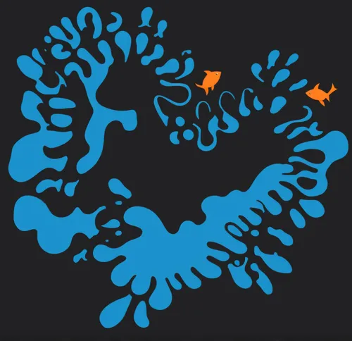 splash of blue paint.
orange fish swimming away.
The letters "EVOS".,hippocampus,octopus vector graphic,brain icon,mermaid vectors,mandelbrodt,koi,mermaid silhouette,infinity logo for autism,map silho