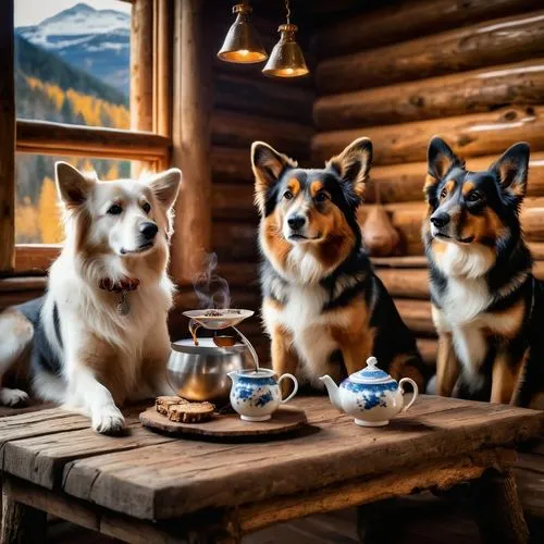 malamutes,dog cafe,alsatians,huskies,akitas,german shepards,three dogs,teatime,huskic,corgis,color dogs,alsatian,siberians,dachs,dogsledding,veterinarians,collies,dogsled,dog photography,dog illustration,Photography,General,Fantasy