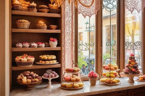 patisserie,patisseries,chocolate window des,pastry shop,sweet pastries,lagouranis,pastries,french confectionery,confectioneries,cake shop,bakeries,tearooms,dessert station,confections,tearoom,theobroma,hand made sweets,dolci,bakeshop,cake buffet,Illustration,Realistic Fantasy,Realistic Fantasy 45