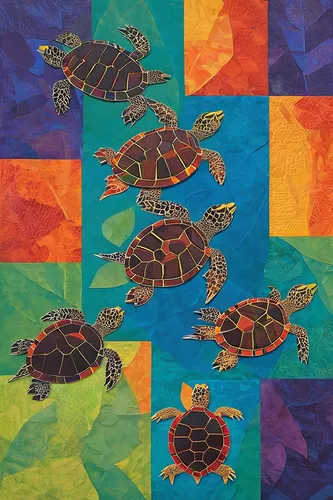 Valerie Rogers painting of painted turtles,turtle pattern,turtles,terrapin,painted turtle,tortoises,stacked turtles,tortoise,trachemys,loggerhead turtle,turtle,sea turtle,loggerhead sea turtle,florida