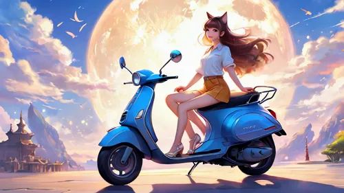 moped,electric scooter,delivery service,scooter riding,quadricycle,motorscooter,bicycle ride,trishaw,mopeds,motorcyling,tricycle,bicycling,bike rider,woman bicycle,bicycle,mobike,biking,velib,fantasy picture,tricycles,Illustration,Realistic Fantasy,Realistic Fantasy 01