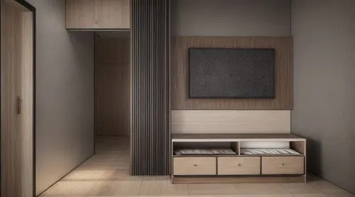 walk-in closet,room divider,modern room,japanese-style room,dark cabinetry,storage cabinet,hallway space,modern minimalist bathroom,bedroom,3d rendering,cabinetry,modern minimalist kitchen,dark cabine