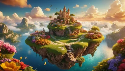 fantasy landscape,3d fantasy,fairy world,fairy tale castle,fairy village,fantasy world,floating island,fantasy picture,bird kingdom,skylands,fairytale castle,mushroom island,imaginationland,fairyland,floating islands,fairy chimney,fantasy city,mushroom landscape,an island far away landscape,wonderland,Photography,General,Cinematic