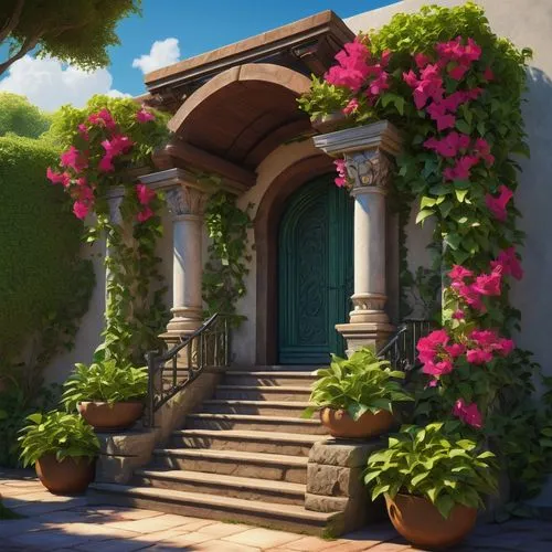 bougainvilleans,garden door,bougainvilleas,doorways,bougainvillea,archways,rose arch,blooming wreath,rosewall,rose wreath,floral greeting,greek island door,floral wreath,geraniums,gardenias,entryway,the threshold of the house,beautiful home,flower shop,entryways,Conceptual Art,Sci-Fi,Sci-Fi 21