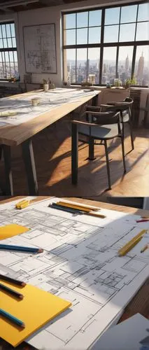 revit,3d rendering,modern office,renderings,cryengine,sketchup,blur office background,autodesk,offices,office desk,desks,wireframe graphics,working space,blueprints,workspaces,daylighting,loft,study room,workstations,creative office,Illustration,Paper based,Paper Based 14