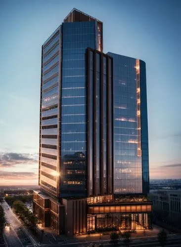 high definition,a tall building with many windows next to buildings,highmark,tulsa,potawatomi,rotana,pc tower,renaissance tower,Photography,General,Cinematic