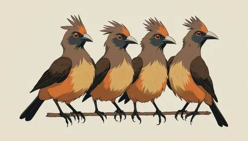 group of birds,bird robins,bird illustration,cape weavers,key birds,birds on a branch,platycercus,small birds,line art birds,rufous,perched birds,crossbills,birds,passerine parrots,chestnut munia,birds on branch,platycercus elegans,piciformes,bird png,baleurica regulorum,Illustration,Japanese style,Japanese Style 08