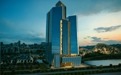 an aerial po of a very tall building with many floors,guiyang,dalian,rotana,hengqin,danyang eight scenic,qingdao,luzhou,wuzhou,wenzhou,yantai,fuzhou,hongdan center,zhengzhou,chongqing,jianyang,yuanyan