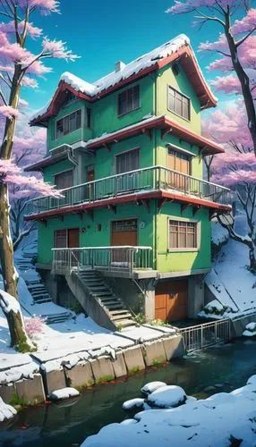 winter house,shinbo,higurashi,setsuna,eisaku,butka,Illustration,Japanese style,Japanese Style 03