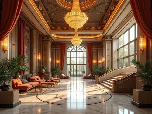 ballroom,lobby,hotel lobby,royal interior,luxury hotel,emirates palace hotel,gleneagles hotel,grand hotel europe,luxury home interior,foyer,nemacolin,sursock,amanresorts,entrance hall,rosecliff,crown palace,hotel hall,ballrooms,seelbach,cochere,Photography,General,Realistic