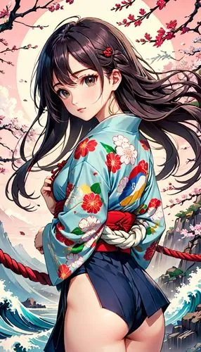 japanese floral background,kimono,yukata,yahagi,yamashiro,kinugasa,Anime,Anime,Realistic