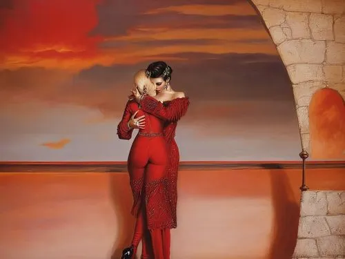 vettriano,lady in red,man in red dress,dita,art deco woman,red gown,flamenco,vampirella,vampira,flamenca,habanera,countess,valentine day's pin up,dita von teese,satine,valentine pin up,contessa,inamorata,a floor-length dress,fado,Illustration,Realistic Fantasy,Realistic Fantasy 10