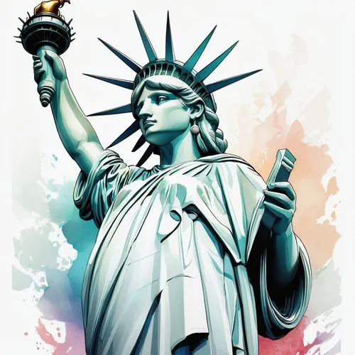 lady liberty,the statue of liberty,statue of liberty,liberty enlightening the world,queen of liberty,liberty,Illustration,Realistic Fantasy,Realistic Fantasy 15