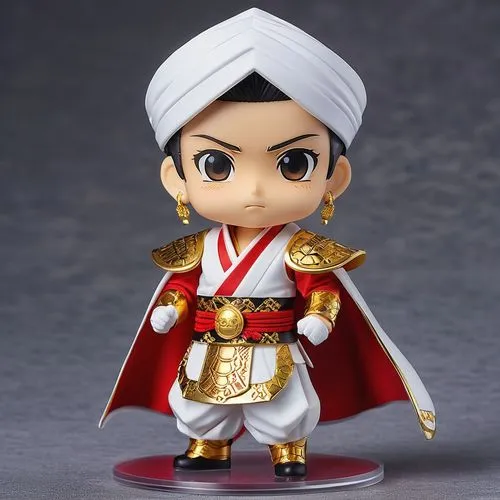 “Create a 3D image of a male nendoroid figure with the following details: 3D printed clothes as accessories, using Thermoplastic Polyurethane (TPU) Fabric material. The shirt has 3 circular buttons ma