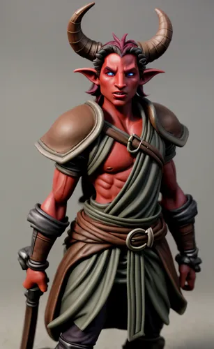 TIefling,minotaur,barbarian,male character,3d model,3d figure,splitting maul,female warrior,male elf,fantasy warrior,wind warrior,terracotta,game figure,red chief,maul,faun,massively multiplayer onlin