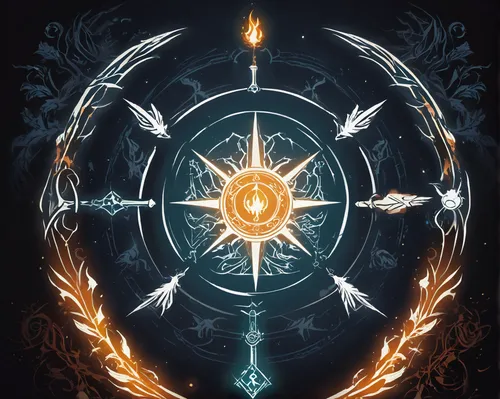 runes,compass rose,wind rose,games of light,light bearer,pentacle,compass,dreamcatcher,mirror of souls,amulet,dream catcher,divination,golden wreath,summoner,solstice,torchlight,portal,swords,triquetra,talisman,Illustration,Vector,Vector 01