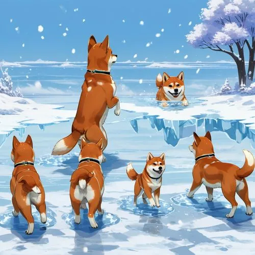 corgis,christmas snowy background,winter animals,basenji,dog illustration,shiba inu,finnish spitz,winter background,snow scene,christmas animals,dog sled,snowflake background,dhole,christmas background,huskies,color dogs,christmasbackground,fox stacked animals,the pembroke welsh corgi,hunting dogs,Unique,Design,Character Design