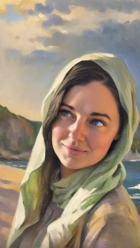 Portrait of a woman in the style of Raphael Santi.,photo painting,world digital painting,oil painting,portrait of christi,girl on the river,portrait background,digital painting,woman portrait,muslim w