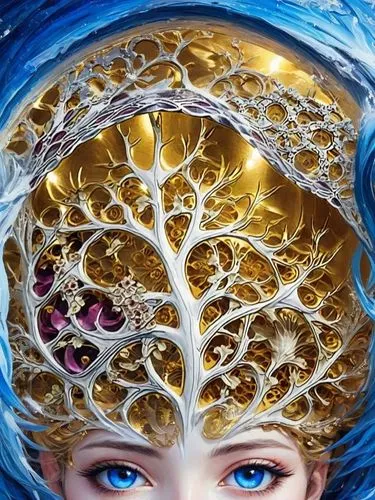 fractals art,mother earth,fantasy art,mirror of souls,mantra om,the branches of the tree,tree of life,third eye,gold foil tree of life,flower of life,connectedness,fractal art,oil painting on canvas,s