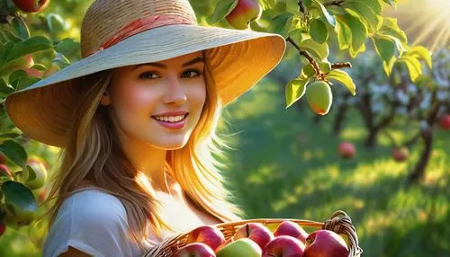 fruit picking,summer fruits,agriculturist,agribusinessman,woman eating apple,agriculturalist,Conceptual Art,Daily,Daily 32