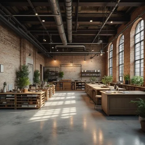 loft,packinghouse,officine,lofts,eveleigh,brickworks,limeworks,chefs kitchen,working space,workspaces,dogpatch,daylighting,usine,greenhaus,lumberyard,warehouse,tile kitchen,brickyards,modern office,millyard,Photography,General,Realistic