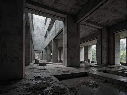 urbex,concrete construction,empty interior,concrete,exposed concrete,dilapidation,concrete ceiling,abandoned places,disused,concrete blocks,dereliction,brutalist,luxury decay,abandoned place,concrete slabs,reformatory,colonnaded,underconstruction,abandoned building,concrete plant