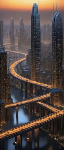 futuristic landscape,superhighways,futuristic architecture,city highway,metropolis,cybercity,dubai,infrastucture,cyberport,infrastructures,dubay,megacities,cityscape,city cities,fantasy city,dubia,coruscant,urbanization,megalopolis,megastructures,Illustration,American Style,American Style 07