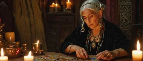 fortune teller,fortune telling,candlemaker,candlemas,tarot cards,meticulous painting,ball fortune tellers,old woman,divination,tarot,archimandrite,praying woman,rem in arabian nights,grandmother,khokhloma painting,rotglühender poker,woman praying,shamanism,elderly lady,merchant,Art,Classical Oil Painting,Classical Oil Painting 11