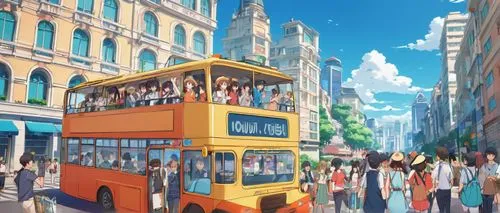 nodame,tokyo disneyland,hosoda,disneysea,cloudstreet,city bus,imageworks,trolley bus,usj,eurodisney,city tour,ctrip,colorful city,shanghai disney,disney sea,disney land,cablecar,street car,tsumugi kotobuki k-on,animotion,Illustration,Japanese style,Japanese Style 03